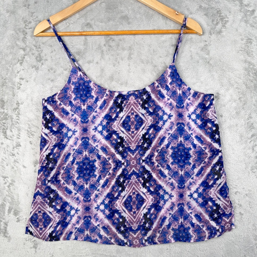 Show Me Your Mumu Womens M Spaghetti Strap Tank Top Diamond Print Tie Dye Floral